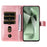For Samsung Galaxy S24 FE Case PU Leather Stand Phone Cover with Zipper Pocket - Pink - 2