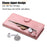For Samsung Galaxy S24 FE Case PU Leather Stand Phone Cover with Zipper Pocket - Pink - 5