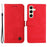 For Samsung Galaxy S24 FE Leather Wallet Cases Skin Touch Phone Cover Stand with Strap - Red - 1
