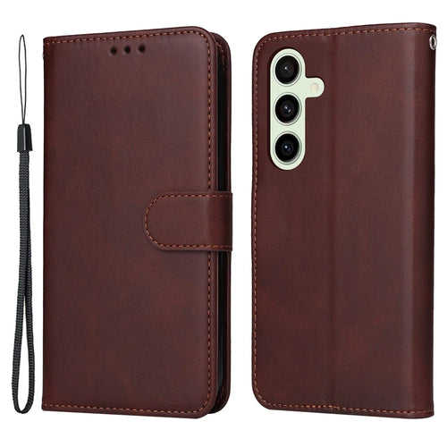 For Samsung Galaxy S24 FE Wallet Case PU Leather Stand Flip Phone Cover - Brown - 1