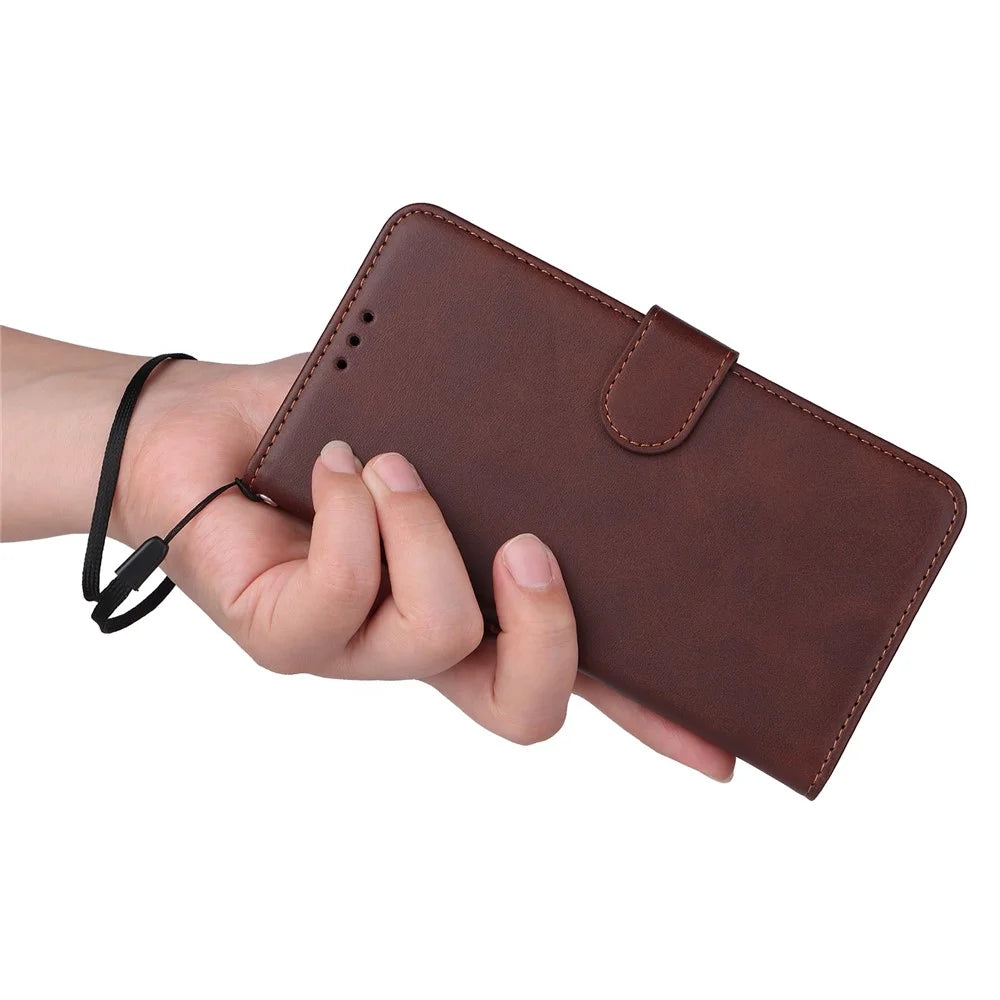 For Samsung Galaxy S24 FE Wallet Case PU Leather Stand Flip Phone Cover - Brown - 6