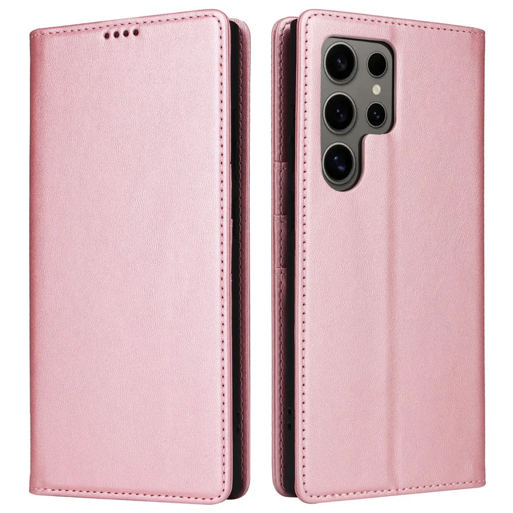 For Samsung Galaxy S24 Ultra Case RFID Blocking Wallet Leather Phone Cover - Pink - 1