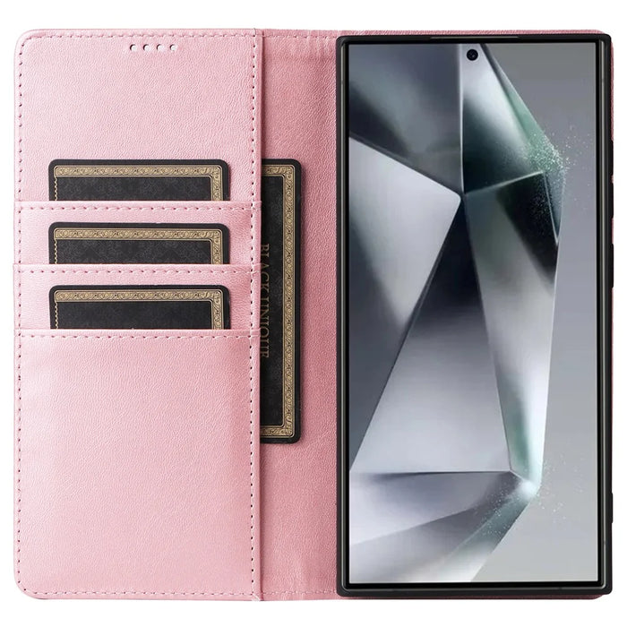 For Samsung Galaxy S24 Ultra Case RFID Blocking Wallet Leather Phone Cover - Pink - 2