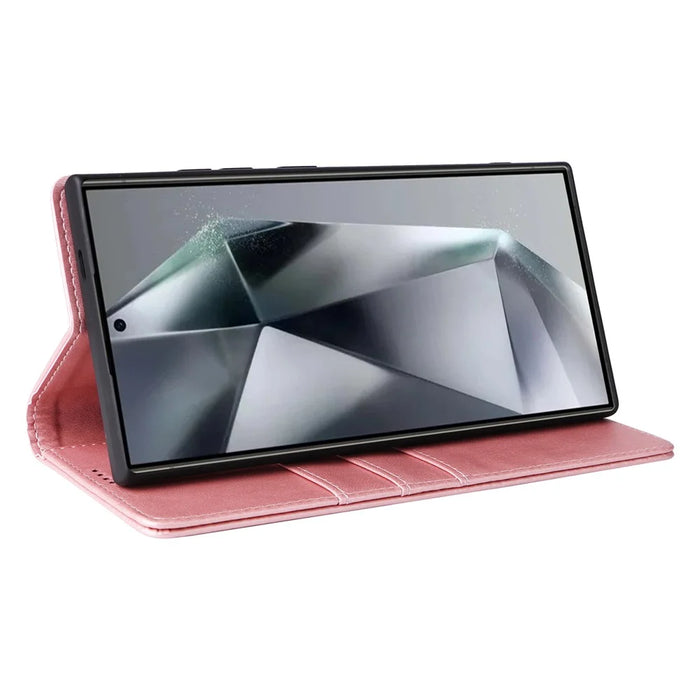 For Samsung Galaxy S24 Ultra Case RFID Blocking Wallet Leather Phone Cover - Pink - 3