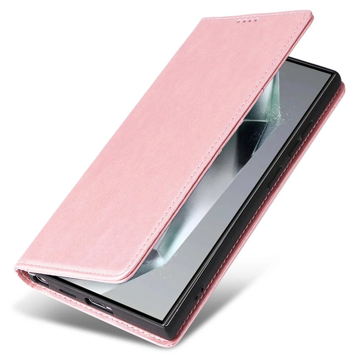 For Samsung Galaxy S24 Ultra Case RFID Blocking Wallet Leather Phone Cover - Pink - 5
