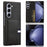 For Samsung Galaxy Z Fold6 5G Case Card Holder Litchi Texture Leather+PC Folding Phone Cover - Black - 1