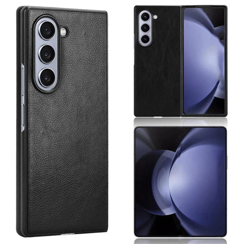 For Samsung Galaxy Z Fold6 5G Case Litchi Texture PU Leather + PC Phone Cover - Black - 1