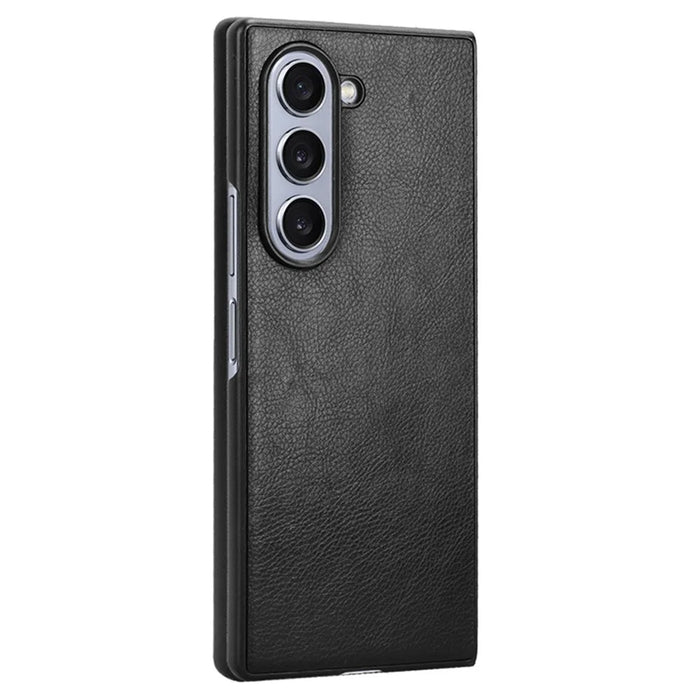For Samsung Galaxy Z Fold6 5G Case Litchi Texture PU Leather + PC Phone Cover - Black - 6