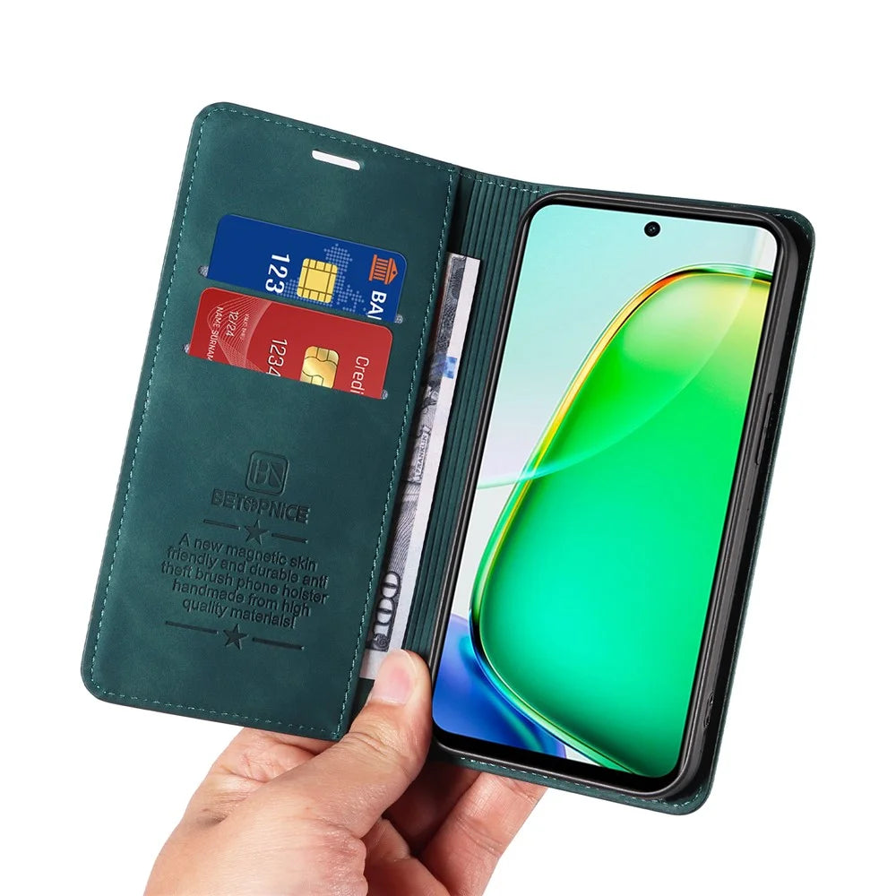 BETOPNICE 003 For vivo Y28 4G / iQOO Z9x 5G Case RFID Blocking Leather Phone Cover - Green - 6