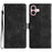 For iPhone 16 Case PU Leather Wrist Strap Card Slots Phone Cover Butterfly Flower - Black - 1