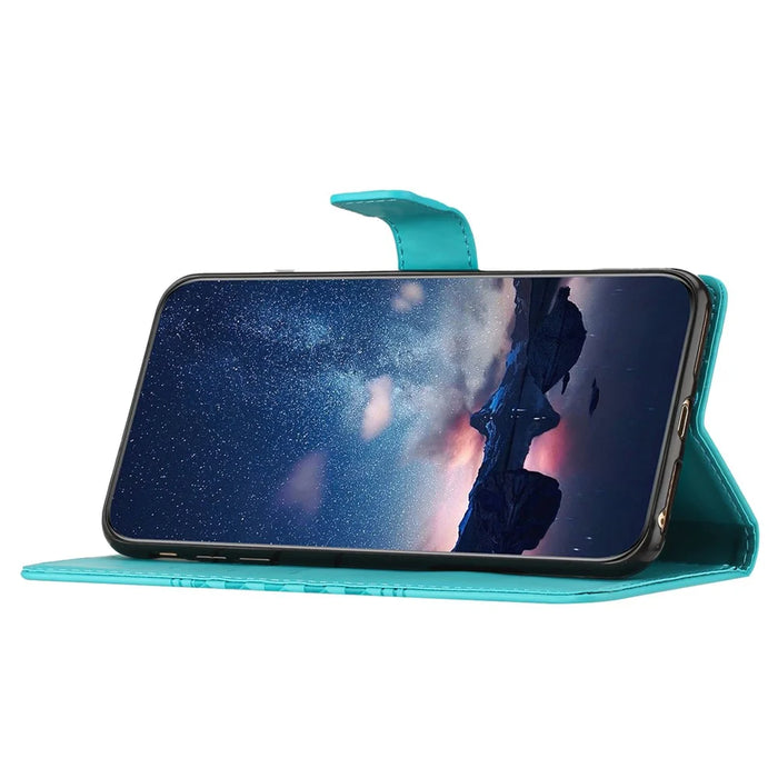 For iPhone 16 Case Rhombus Leather with TPU Inner Shell Wallet Phone Cover - Sky Blue - 2