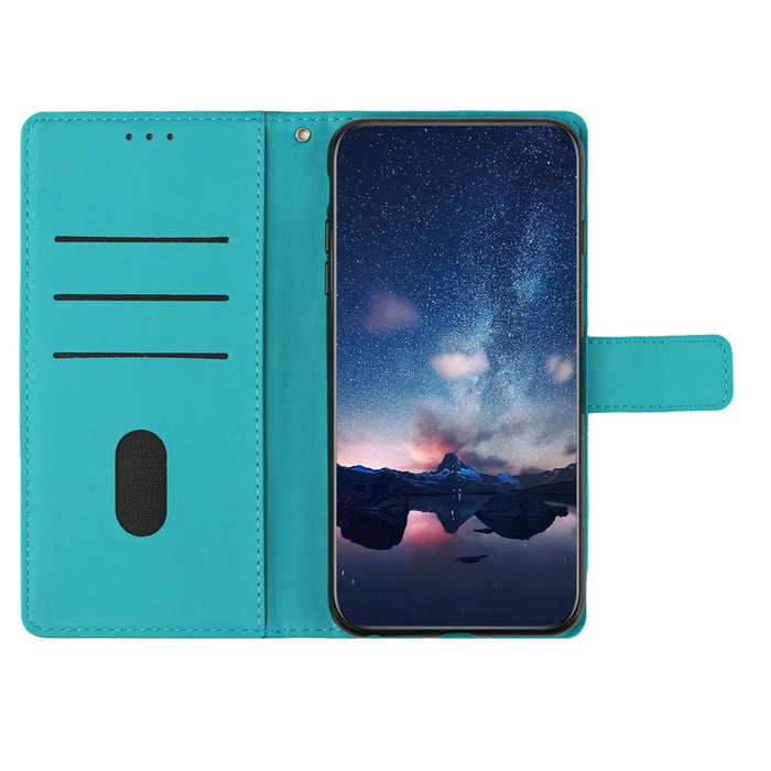 For iPhone 16 Case Rhombus Leather with TPU Inner Shell Wallet Phone Cover - Sky Blue - 3