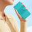 For iPhone 16 Plus Case Rhombus Leather Horizontal Flip Phone Cover - Sky Blue - 6