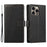 DF-06 For iPhone 16 Pro Max Case Line Imprint Wallet Phone Cover - Black - 1