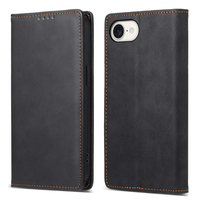 For iPhone 17e / 16e Case RFID Blocking PU Leather Magnetic Closure Flip Phone Cover - Black - 1