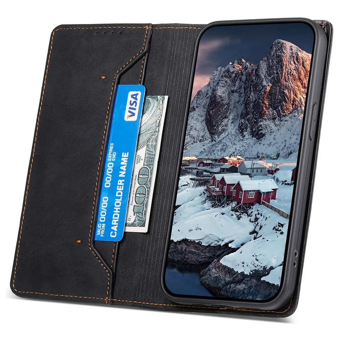 DF-05 For iPhone 16 Pro Wallet Case RFID Blocking PU Leather Phone Cover - Black - 3
