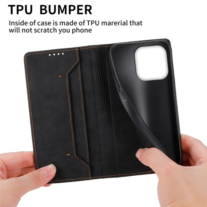 DF-05 For iPhone 16 Pro Wallet Case RFID Blocking PU Leather Phone Cover - Black - 6