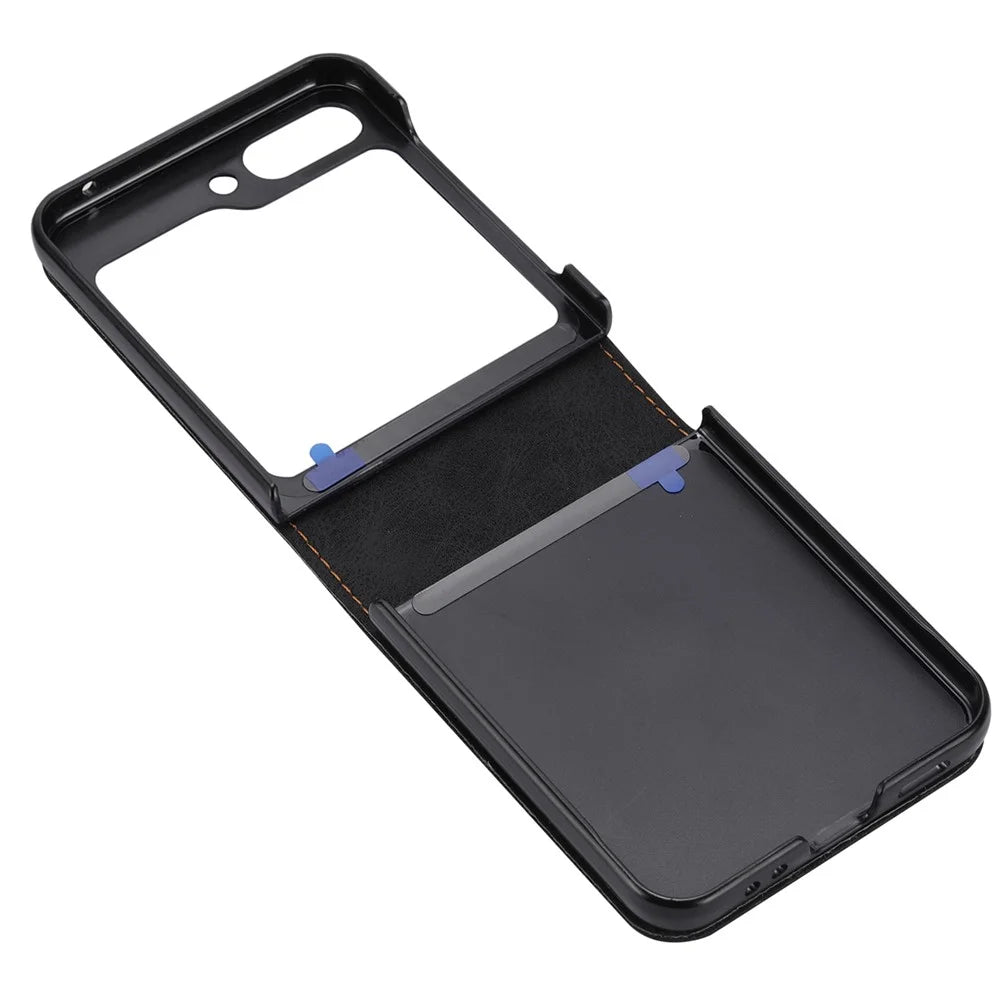 DF-05 For Samsung Galaxy Z Flip7 FE 5G / Z Flip6 5G Case PU Leather Magnetic Closure Phone Cover - Black - 5
