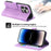 DIERFENG DF-03 For iPhone 16 Pro Leather Case Lines Imprinted Wallet Phone Cover - Purple - 4