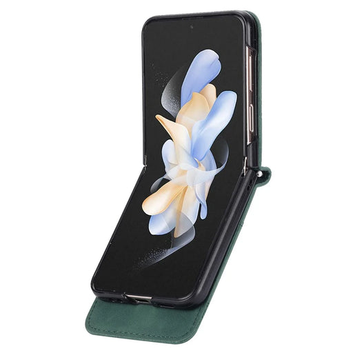DIERFENG DF-03 For Samsung Galaxy Z Flip7 FE 5G / Z Flip6 5G Card Slot Case Lines Imprinted Phone Cover - Green - 2