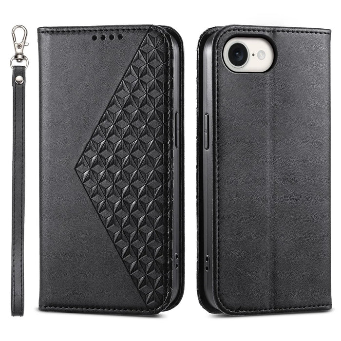 For iPhone 17e / 16e Wallet Case PU Leather Phone Cover Mobile Accessories   - Black - 1