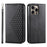 For iPhone 16 Pro Max   Case PU Leather Wallet Phone Cover - Black - 1