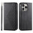 For iPhone 16 Pro Wallet Phone Case Imprinted PU Leather Flip Cover - Black - 1