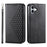 For iPhone 16 Plus Stand Case Imprinted PU Leather Wallet Phone Cover - Black - 1