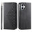 For iPhone 16 Wallet Case Calf Texture PU Leather Phone Cover with Strap - Black - 1
