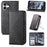 For iPhone 16 Wallet Case Calf Texture PU Leather Phone Cover with Strap - Black - 7