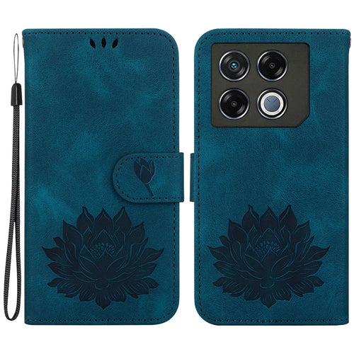 For Infinix GT 20 Pro 5G Case Leather Stand Flip Phone Cover Lotus Flower - Blue - 1