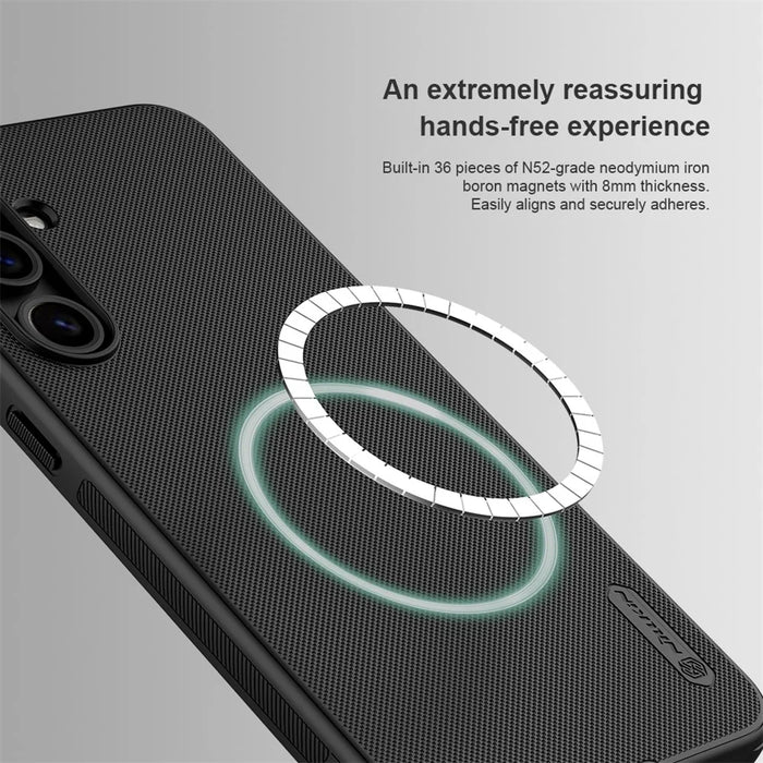 NILLKIN Super Frosted Shield Pro for Samsung Galaxy S24 FE Case PC+TPU Drop-Proof Shell Built-In Magnet Ring - Black - 7