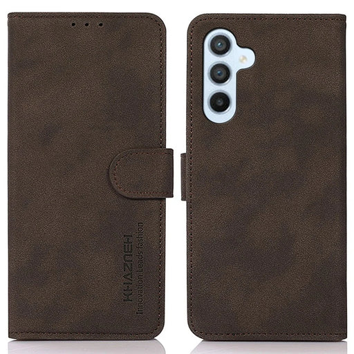 KHAZNEH For Samsung Galaxy S24 FE Case Leather Flip Stand Phone Cover Smooth Texture - Brown - 1
