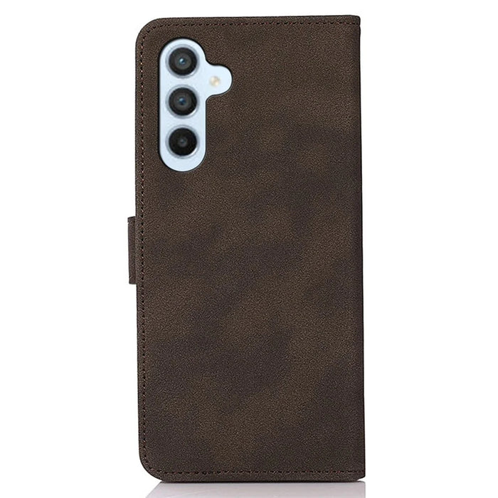 KHAZNEH For Samsung Galaxy S24 FE Case Leather Flip Stand Phone Cover Smooth Texture - Brown - 7