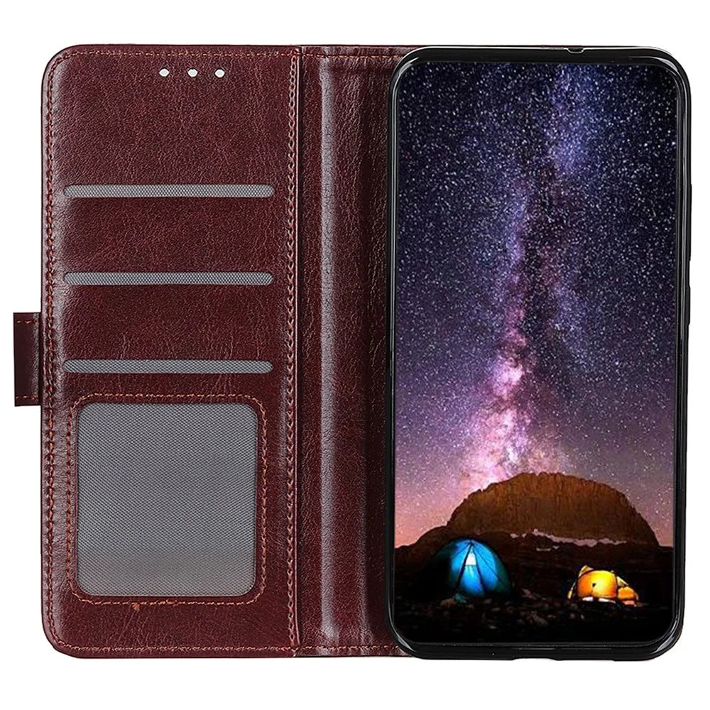 For Google Pixel 10 Pro / 10 / 9 Pro / 9 Crazy Horse Texture Phone Case PU Leather Phone Stand Cover - Brown - 2