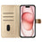 For iPhone 16 Plus Case Butterfly Flower Imprint Wallet Leather Phone Cover with Stand - Gold - 2