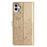 For iPhone 16 Plus Case Butterfly Flower Imprint Wallet Leather Phone Cover with Stand - Gold - 6