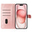 For iPhone 15 Pro Max Stand Case Butterfly Floral Imprint Leather Phone Cover with Wallet - Rose Gold - 2