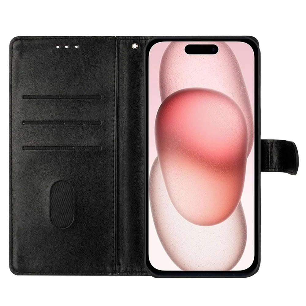 For iPhone 14 Pro Case Butterfly Floral Imprint Leather Wallet Phone Cover with Stand - Black - 2