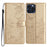 For iPhone 13 Pro Max Case Butterfly Floral Imprint Leather Phone Cover with Wallet - Gold - 1