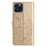 For iPhone 13 Pro Max Case Butterfly Floral Imprint Leather Phone Cover with Wallet - Gold - 6