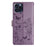 For iPhone 13 Pro Wallet Case Butterfly Floral Imprint Leather Phone Cover with Stand - Purple - 6