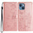 For iPhone 13 Case Butterfly Floral Imprint Leather Wallet Phone Cover with Strap - Rose Gold - 1
