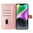 For iPhone 13 Case Butterfly Floral Imprint Leather Wallet Phone Cover with Strap - Rose Gold - 2