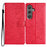 For Samsung Galaxy S23 FE Phone Case Butterfly Floral Imprint Leather Wallet Cover - Red - 1