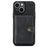 JEEHOOD J01 For iPhone 15 Plus Case Leather Back Cover Detachable Magnetic Card Holder - Black - 2