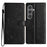 For Samsung Galaxy A55 5G Wallet Case Butterfly Floral Imprint Stand Leather Phone Cover - Black - 1