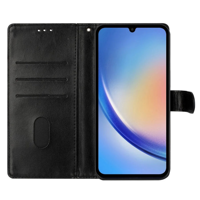 For Samsung Galaxy A55 5G Wallet Case Butterfly Floral Imprint Stand Leather Phone Cover - Black - 2