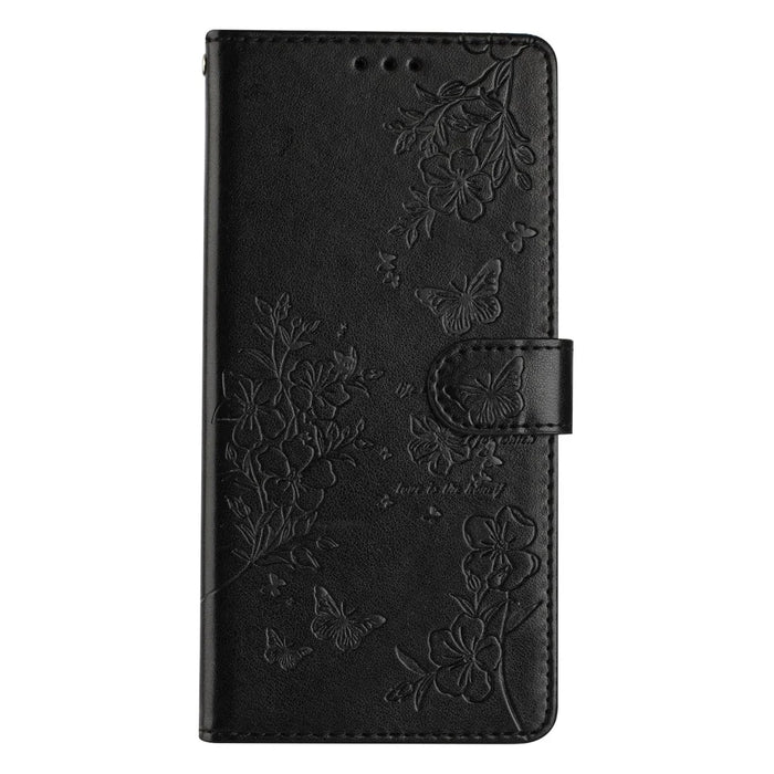 For Samsung Galaxy A55 5G Wallet Case Butterfly Floral Imprint Stand Leather Phone Cover - Black - 5