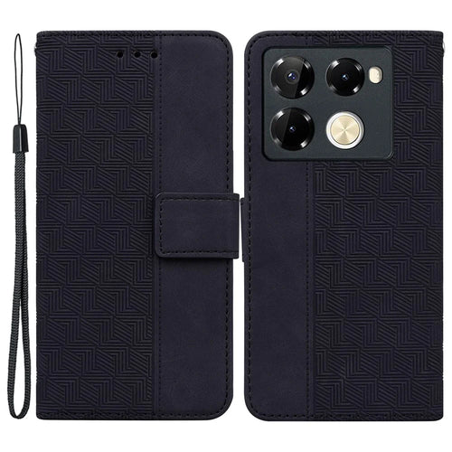 For Infinix Note 40 Pro+ / Infinix Note 40 Pro 5G Case Geometry Pattern Leather Wallet Flip Phone Cover - Black - 1